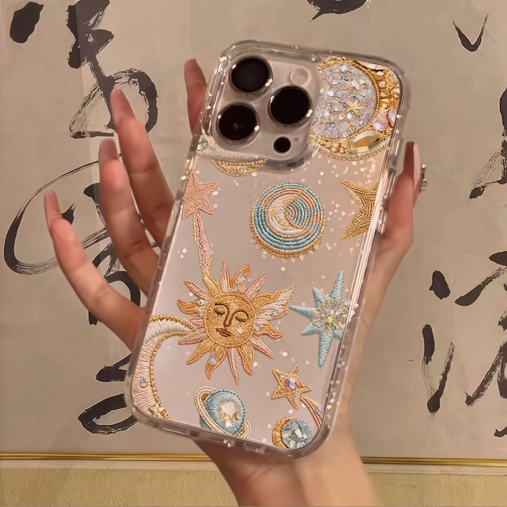 Clear Shockproof Bumper Case - 창의적인 별과 달 모양의 반짝이 글리터