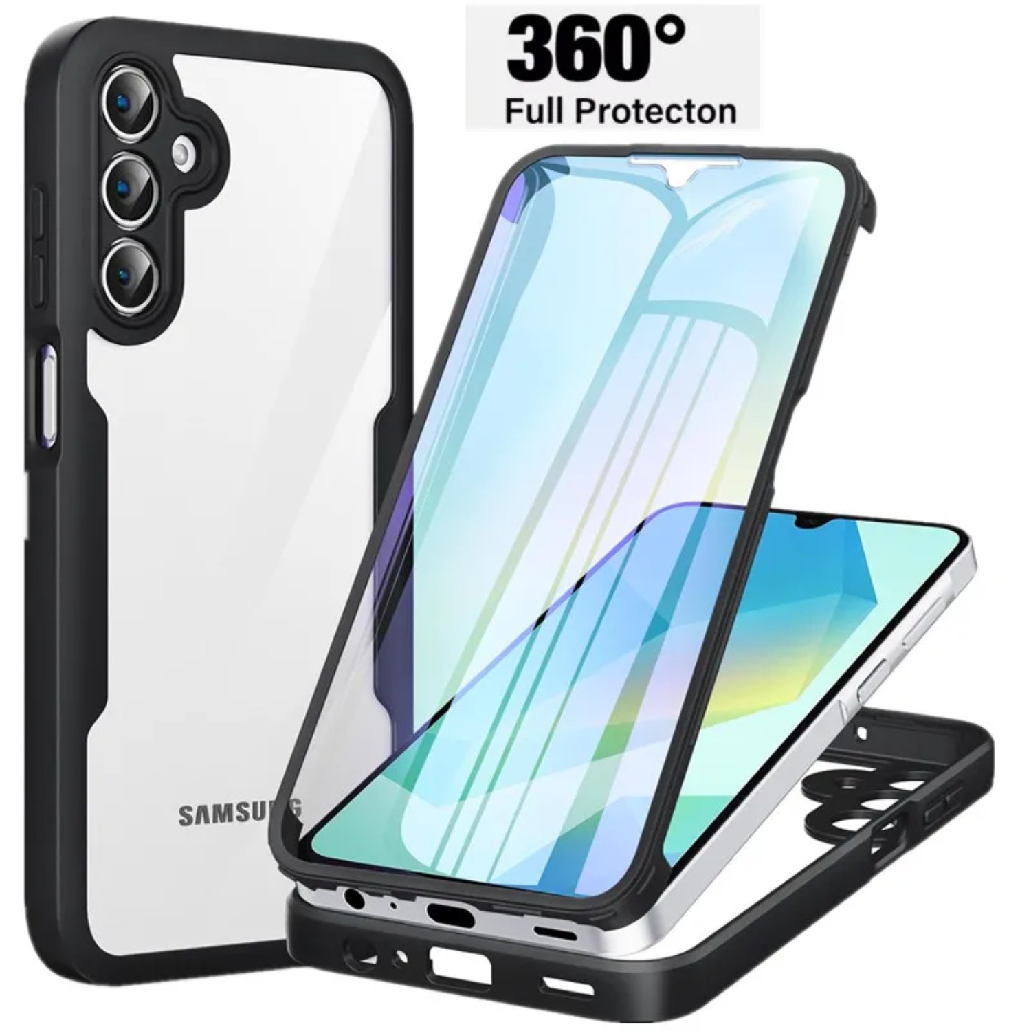 Heavy Duty 360 Full Body Protective Case - 헤비 듀티 클리어 360 ° 삼성