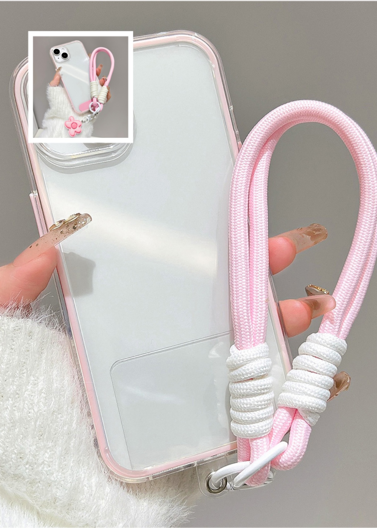 Clear Shockproof Bumper Case - 럭셔리 캔디 컬러 범퍼와 랜야드가 있는