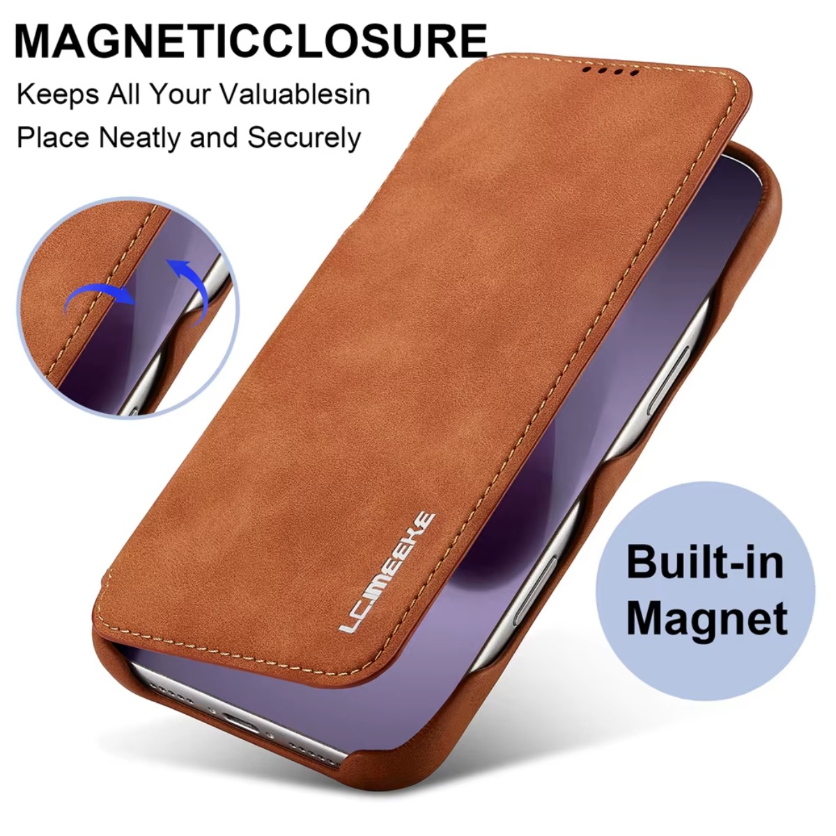 Leather Wallet Card Holder Phone Cover - 가죽 지갑 자석 플립 커버 카드