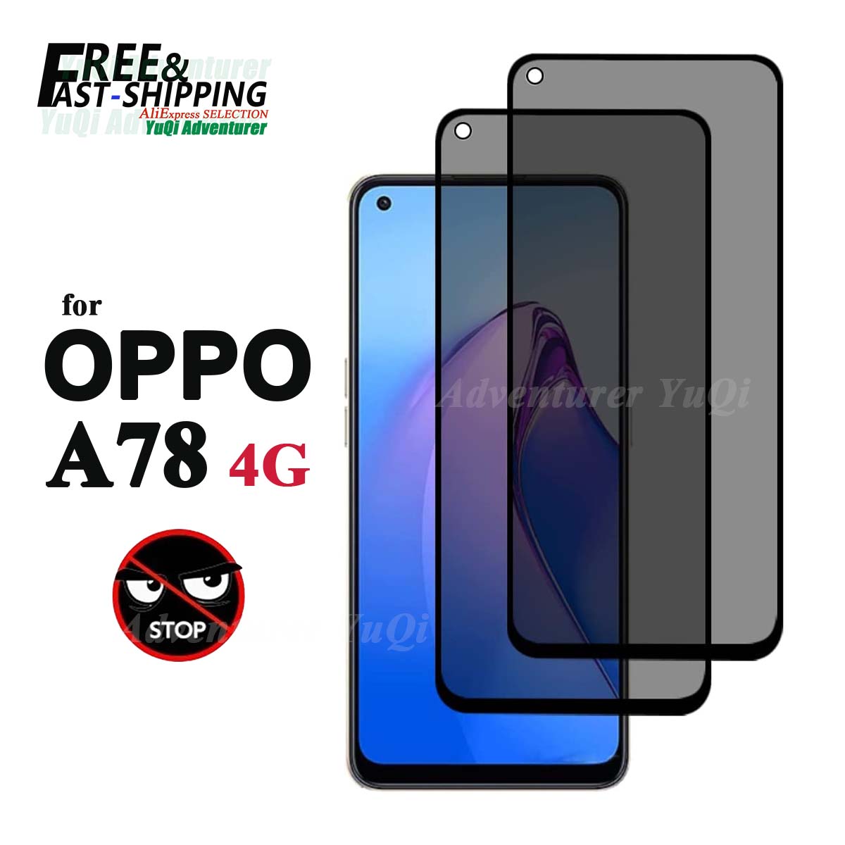 Anti Spy Privacy Glass Case - 안티 스파이 스크린 보호대, OPPO A78