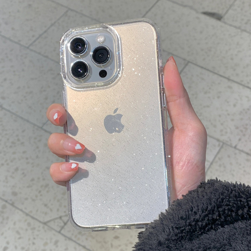 Clear Shockproof Bumper Case - 투명 심플 글리터 폰 케이스 (아이폰