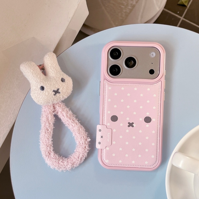 Cute Cartoon Wrist Strap Silicone Case - 귀여운 만화 핑크 미피 스타 가죽