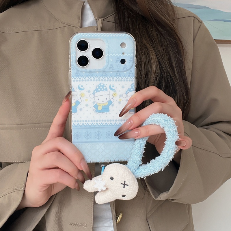 Cute Cartoon Wrist Strap Silicone Case - 귀여운 겨울 물방울 무늬 모자 미피
