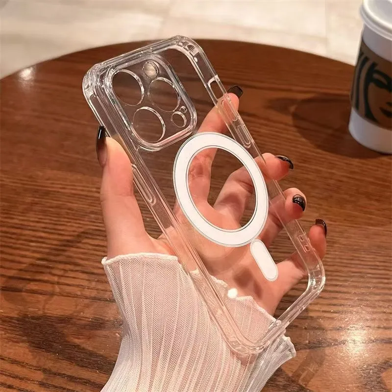 Clear Shockproof Bumper Case - 맥세이프 무선 충전 마그네틱 폰 케이스
