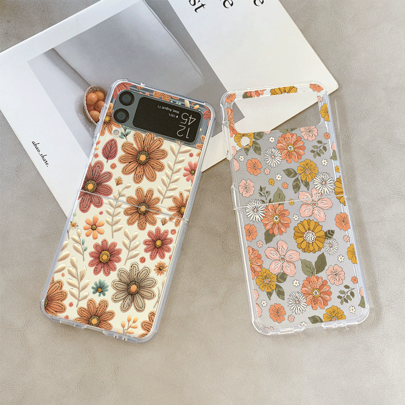 Vintage Floral Pattern Soft Case - 빈티지 꽃무늬 삼성 갤럭시 Z 플립