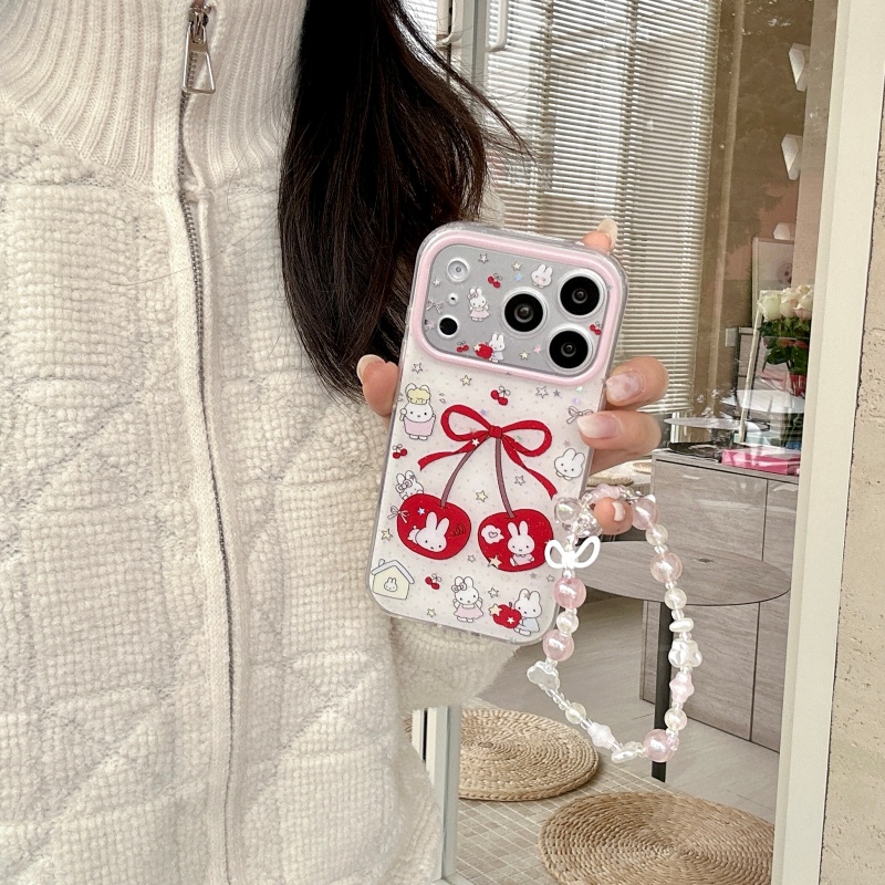 귀여운 만화 달콤한 체리 미피 스파클링 폰 케이스 아이 - Cute Cartoon Wrist Strap Silicone Case 리뷰 및 가격