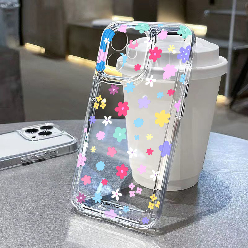 화려한 꽃무늬 투명 폰 케이스 (아이폰 16, 17,  - Clear Shockproof Bumper Case 리뷰 및 가격