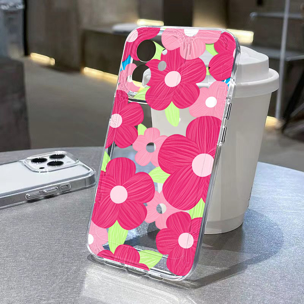 화려한 꽃무늬 투명 폰 케이스 (아이폰 16, 17,  - Clear Shockproof Bumper Case 리뷰 및 가격