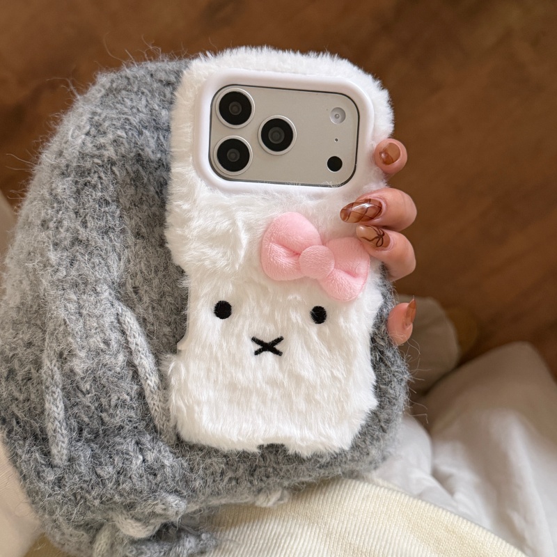 귀여운 만화 흰색 털복숭이 미피 폰 케이스 아이폰 17 - Cute Cartoon Wrist Strap Silicone Case 리뷰 및 가격