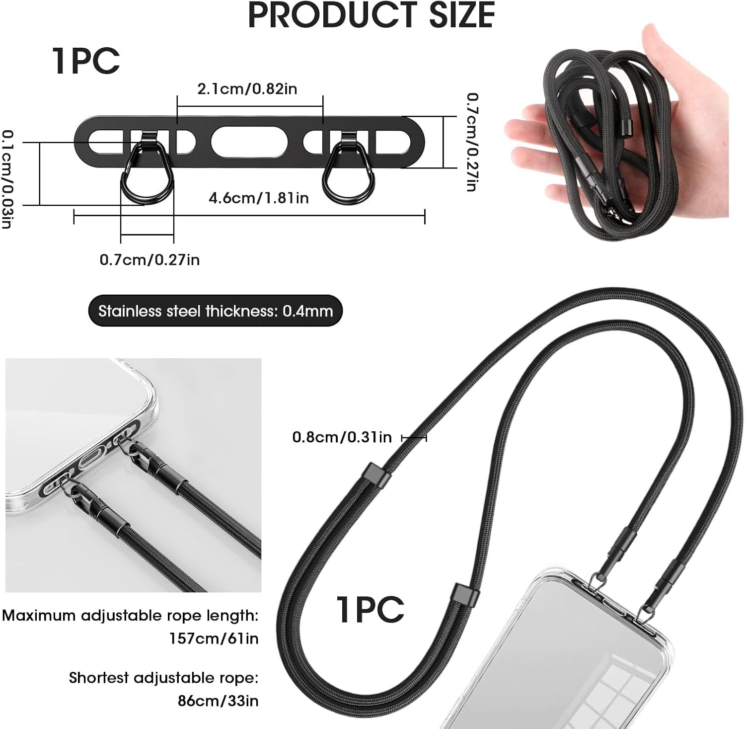 휴대폰 목걸이 스트랩, 업그레이드된 이중 버클 홀 링  - Crossbody Lanyard Neck Strap Case 리뷰 및 가격
