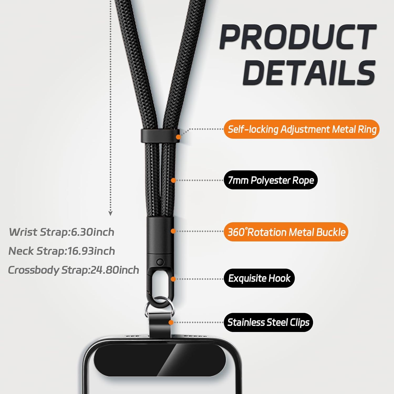 클립 업그레이드된 360도 회전 방지 범용 폰 랜야드  - Crossbody Lanyard Neck Strap Case 리뷰 및 가격