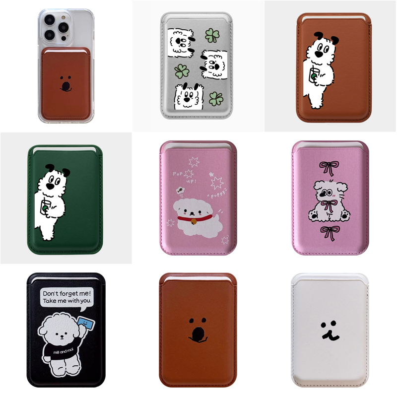 귀여운 강아지 만화 캐릭터 자석식 휴대폰 뒷면 카드 홀 - Leather Wallet Card Holder Phone Cover 리뷰 및 가격