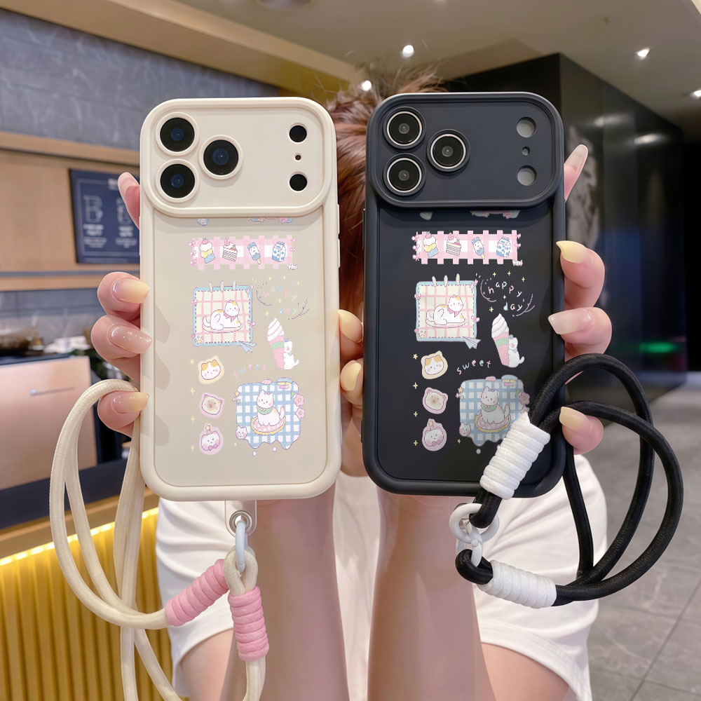 손목 스트랩 만화 귀여운 고양이 끈 달린 폰 케이스 삼 - Cute Cartoon Wrist Strap Silicone Case 리뷰 및 가격