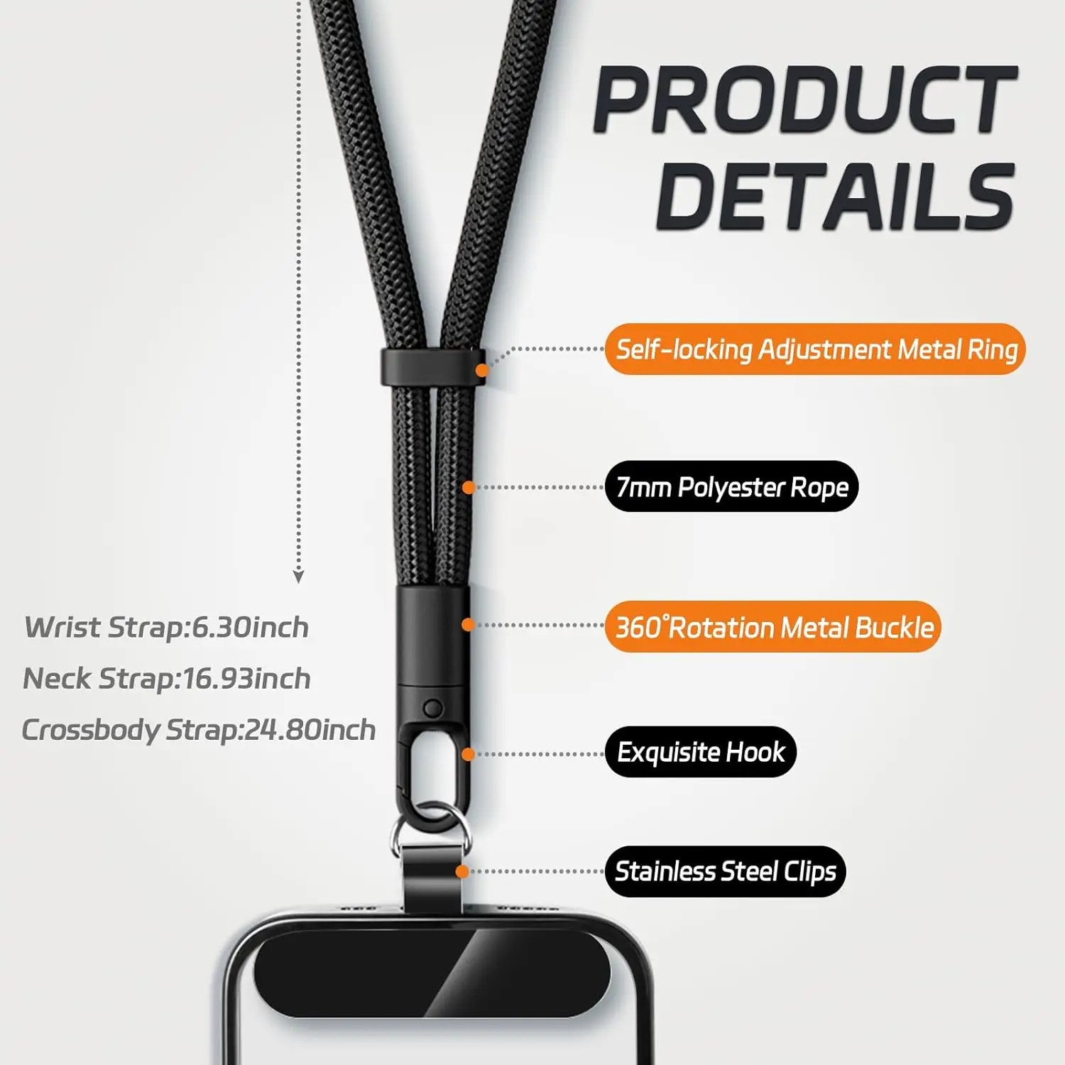 업그레이드된 클립이 있는 범용 휴대폰 목걸이, 360도 - Crossbody Lanyard Neck Strap Case 리뷰 및 가격