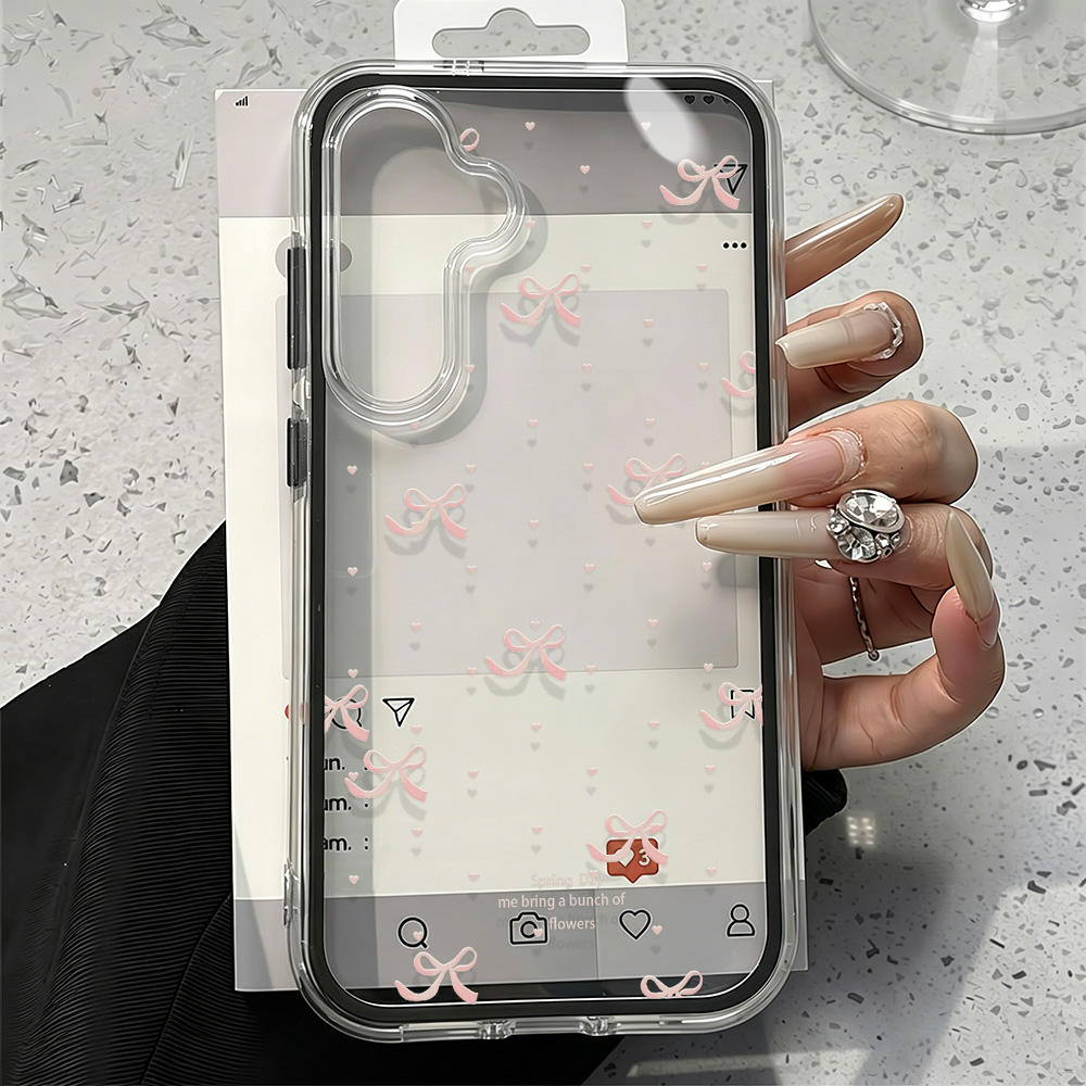 귀여운 핑크 리본 소프트 폰 케이스 삼성 A57 A17 - Clear Shockproof Bumper Case 리뷰 및 가격