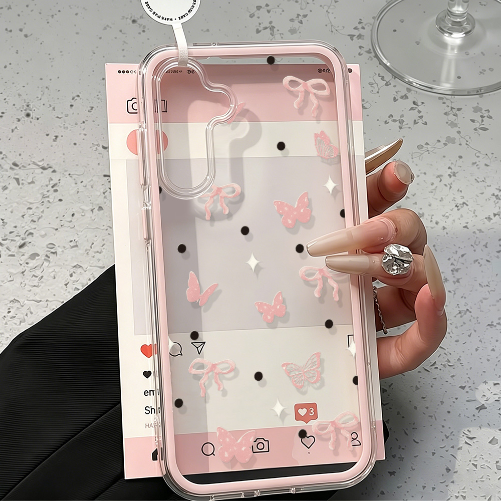 귀여운 핑크 리본 소프트 폰 케이스 삼성 A57 A17 - Clear Shockproof Bumper Case 리뷰 및 가격