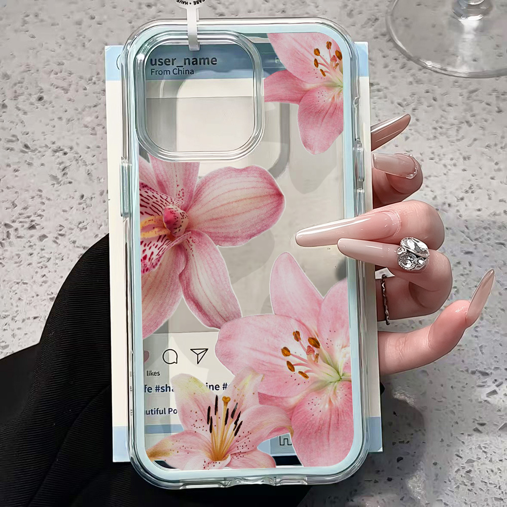 핑크 릴리 플라워 투명 폰 케이스 아이폰 17 11 1 - Clear Shockproof Bumper Case 리뷰 및 가격