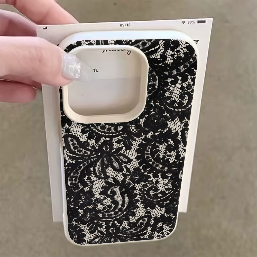 블랙 빈티지 플로럴 레이스 리치 패턴 폰 케이스 (아이 - Vintage Floral Pattern Soft Case 리뷰 및 가격
