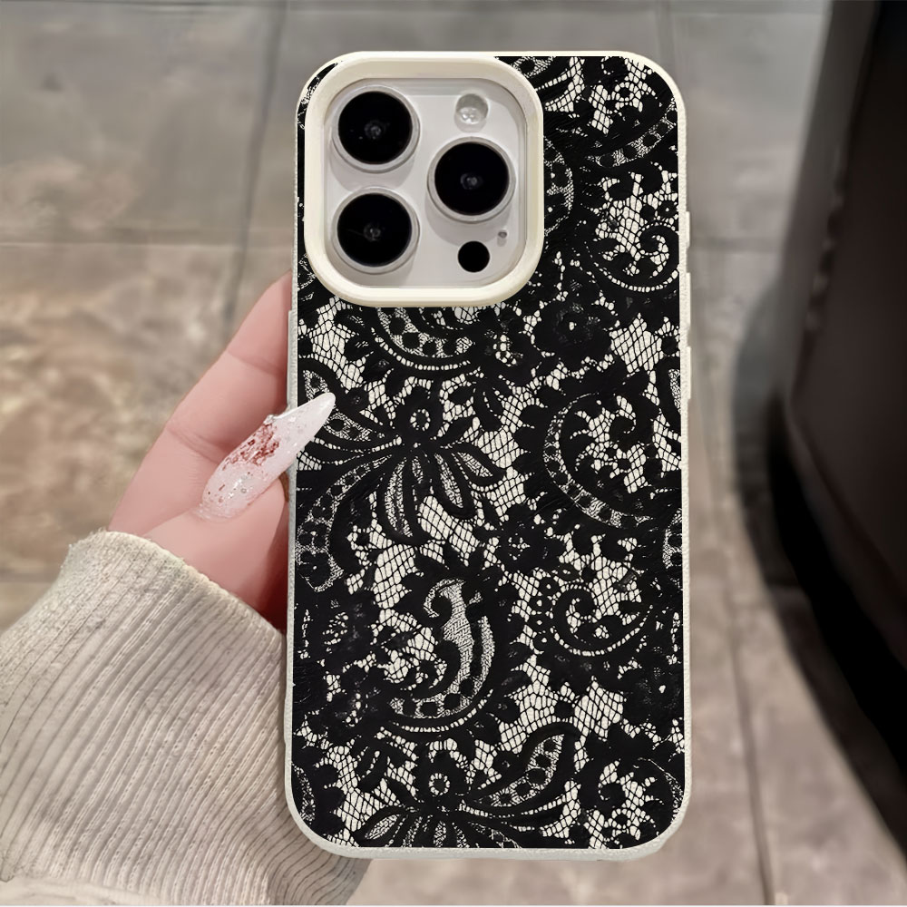 블랙 빈티지 플로럴 레이스 리치 패턴 폰 케이스 (아이 - Vintage Floral Pattern Soft Case 리뷰 및 가격