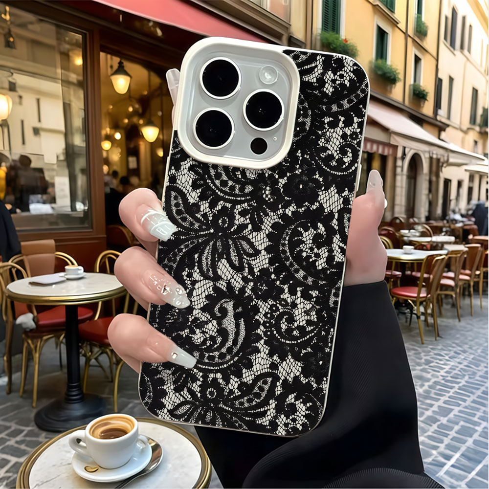 블랙 빈티지 플로럴 레이스 리치 패턴 폰 케이스 (아이 - Vintage Floral Pattern Soft Case 리뷰 및 가격