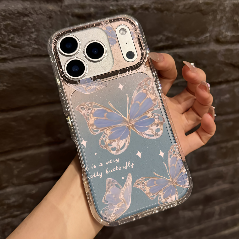 럭셔리 블루 버터플라이 투명 글리터 폰 케이스 (아이폰 - Clear Shockproof Bumper Case 리뷰 및 가격