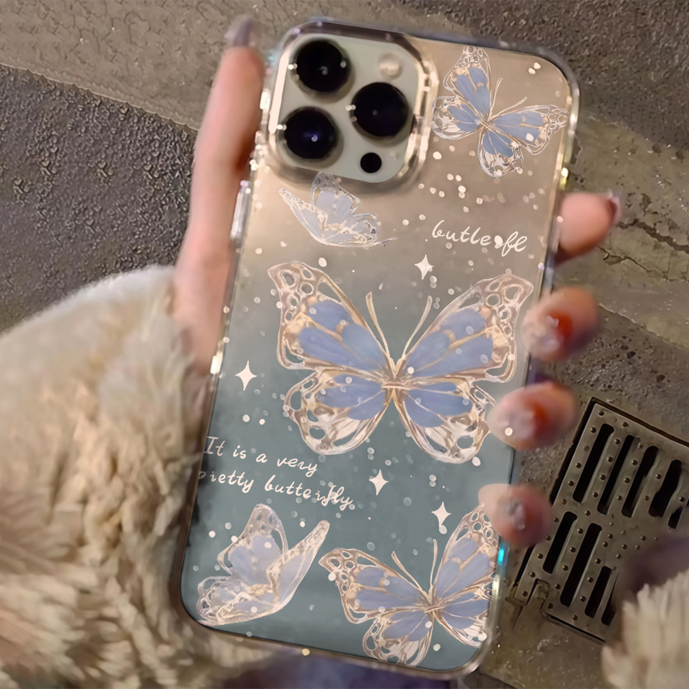 럭셔리 블루 버터플라이 투명 글리터 폰 케이스 (아이폰 - Clear Shockproof Bumper Case 리뷰 및 가격