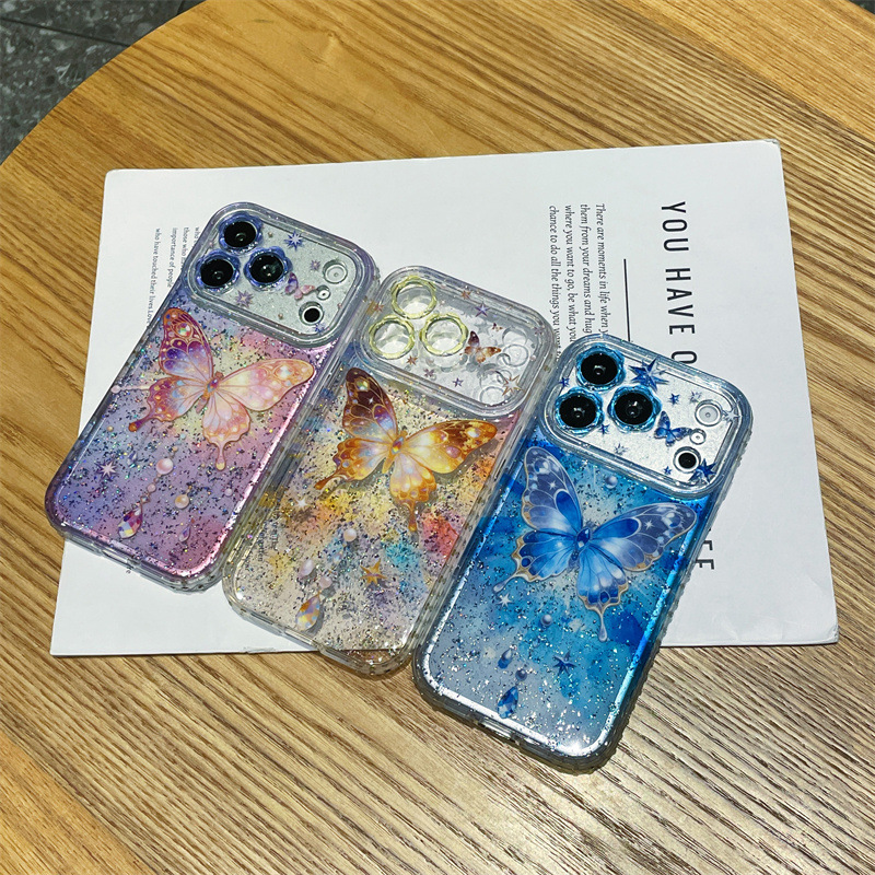 럭셔리 컬러풀 스팽글 나비 패턴 글리터 폰 케이스 (아 - Clear Shockproof Bumper Case 리뷰 및 가격