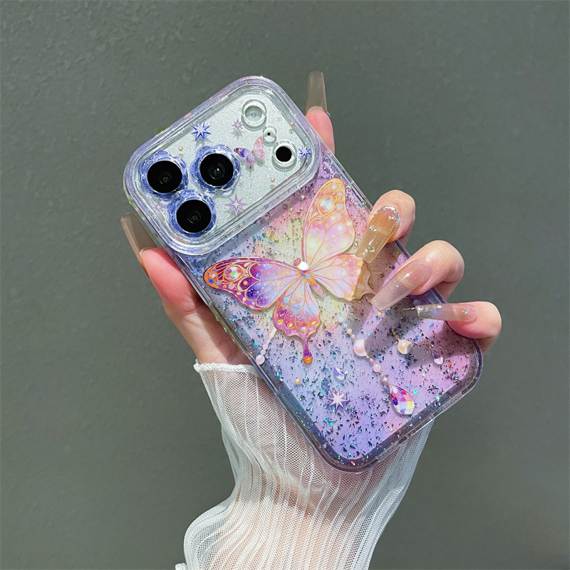 럭셔리 컬러풀 스팽글 나비 패턴 글리터 폰 케이스 (아 - Clear Shockproof Bumper Case 리뷰 및 가격
