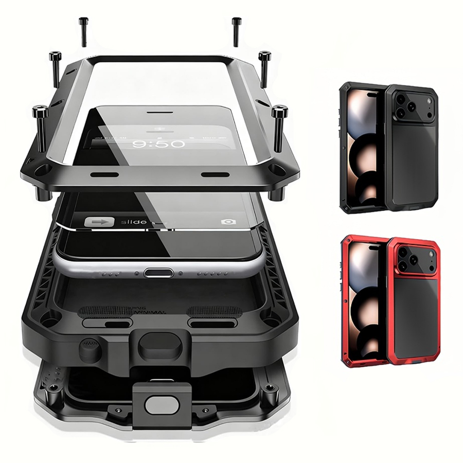 내장형 유리 화면 보호기가 있는 고강도 금속 아머 폰  - Heavy Duty 360 Full Body Protective Case 리뷰 및 가격